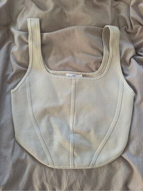 Aritzia Babaton Sculpt Knit Cream Ribbed bustier top